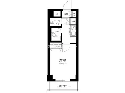 アヴィニティー東中野学生・社会人にオススメ初期費(1K/4階)の間取り写真