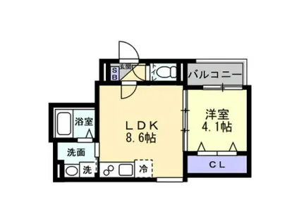 グランシェード川入(1LDK/1階)の間取り写真