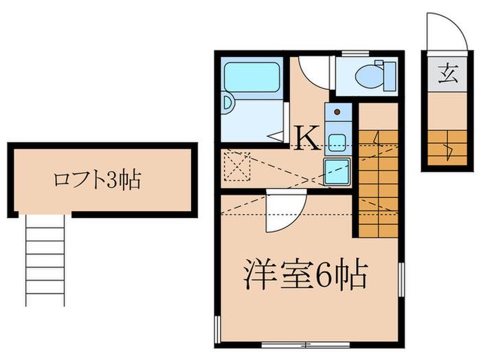 ヴィグラス(1K/2階)の間取り写真
