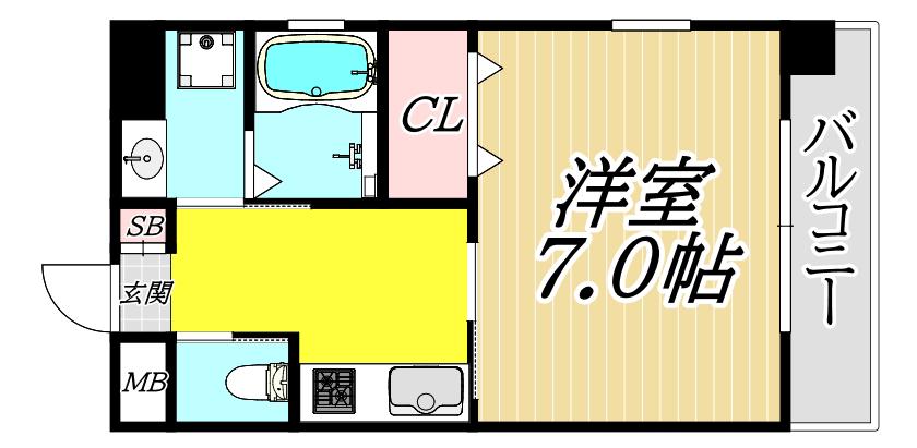 リブネスコート伊丹(1K/8階)の間取り写真