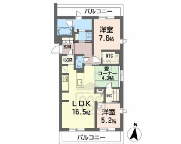 ジョフリエル(2LDK/2階)の間取り写真