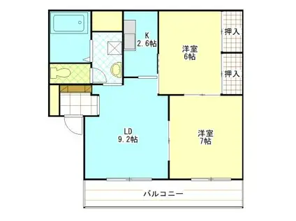 ミーオ・パラッツォ(2LDK/1階)の間取り写真