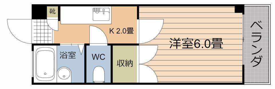 アリーズ鴨池(1K/5階)の間取り写真