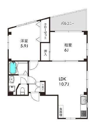 オタヤビル(2LDK/7階)の間取り写真