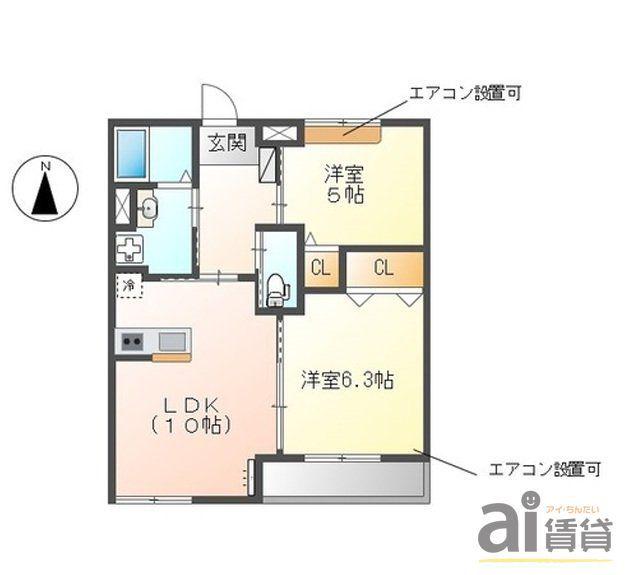 ハーベイロード(2LDK/2階)の間取り写真