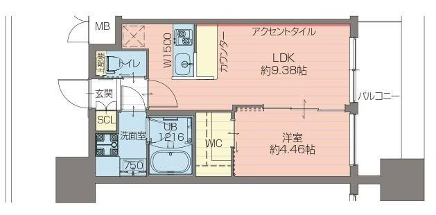 プレジオ難波EURO(1LDK/9階)の間取り写真