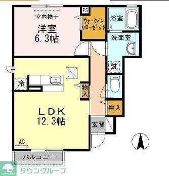 プルミエール砧2丁目(1LDK/1階)の間取り写真