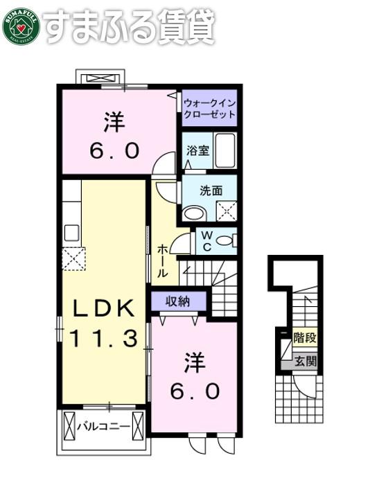 プリムラ(2LDK/2階)の間取り写真