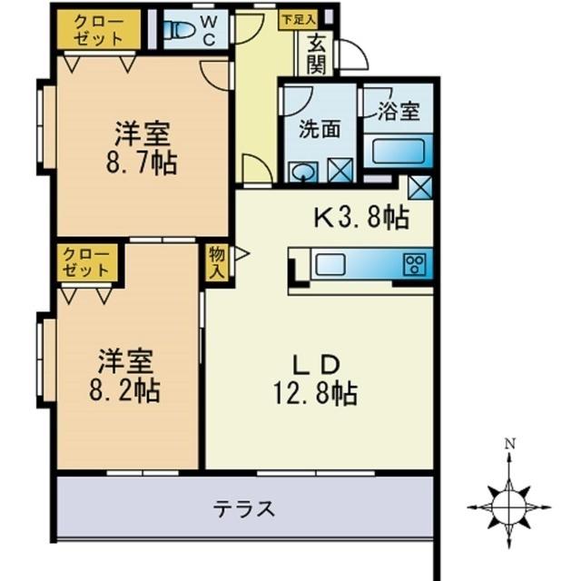 ツリーフラット(2LDK/1階)の間取り写真