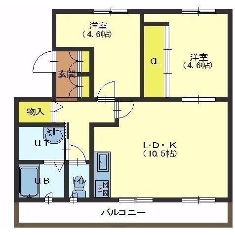 ユートピア川原2号館(2LDK/1階)の間取り写真