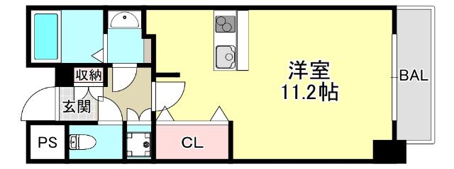 アンビエンテ王子籠池(ワンルーム/2階)の間取り写真