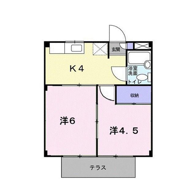 ハイツフェニックス(2K/1階)の間取り写真