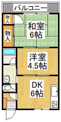 アベニュー茶茶(2DK/3階)の間取り写真