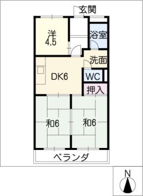 シャンポール原I(3DK/3階)の間取り写真