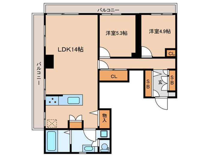 ハイツ神田(2LDK/2階)の間取り写真