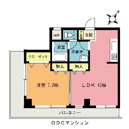 ODCマンション(1LDK/4階)の間取り写真