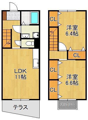サニーハイツ(2LDK/1階)の間取り写真