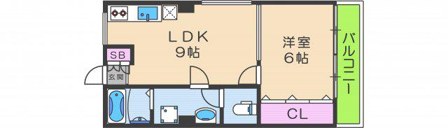 米治ハイツ(1LDK/3階)の間取り写真