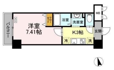 アンクレージュ西船橋(1K/5階)の間取り写真