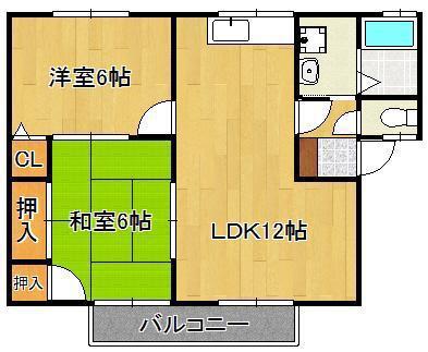 セジュール富野(2LDK/1階)の間取り写真