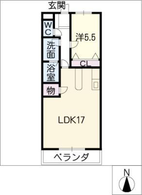 ドミール ラッシュレ(1LDK/2階)の間取り写真