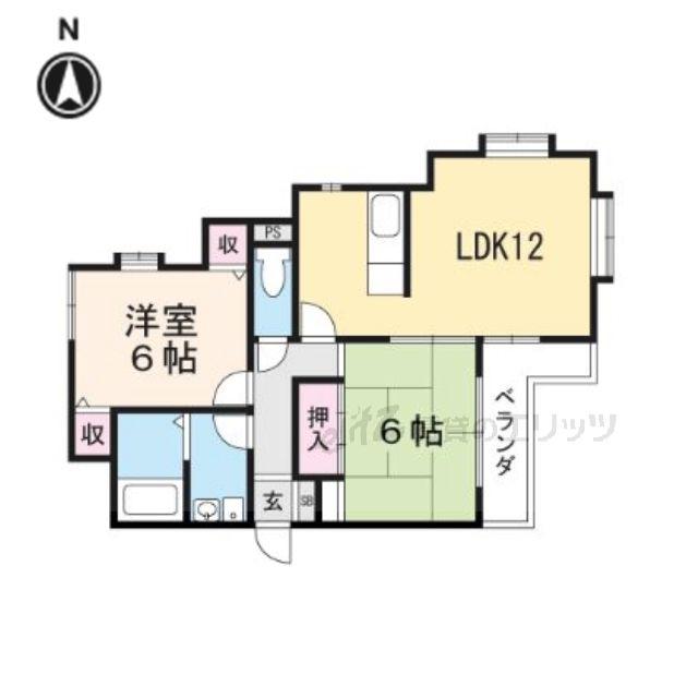 コルベーユ古曽部(2LDK/1階)の間取り写真