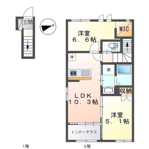 パールコート上和田(2LDK/2階)の間取り写真