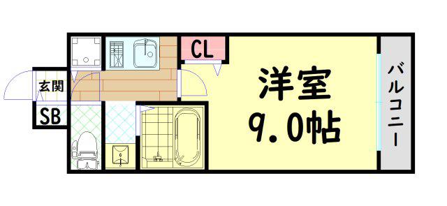 ララプレイスOSAKAウエストPRIME(1K/14階)の間取り写真