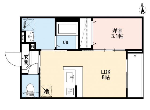 ROBOT HOME 六町III(1LDK/2階)の間取り写真