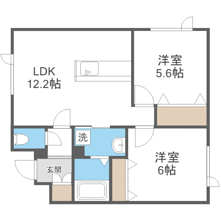 EIE月寒西(2LDK/4階)の間取り写真