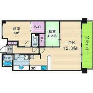 シャルマンフジリッツ夕陽丘(2LDK/4階)の間取り写真