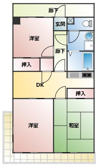 シャトーシミズ(3DK/3階)の間取り写真