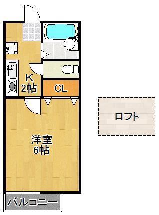 エクシヴ大里I(1K/2階)の間取り写真