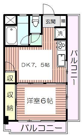 高島平ハイランドコーポ(1DK/7階)の間取り写真