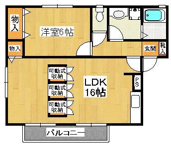 コンフォートB(1LDK/1階)の間取り写真