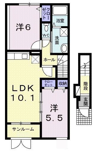 ソラーナ(2LDK/2階)の間取り写真