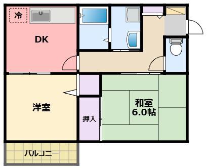 クレールコート(2DK/2階)の間取り写真