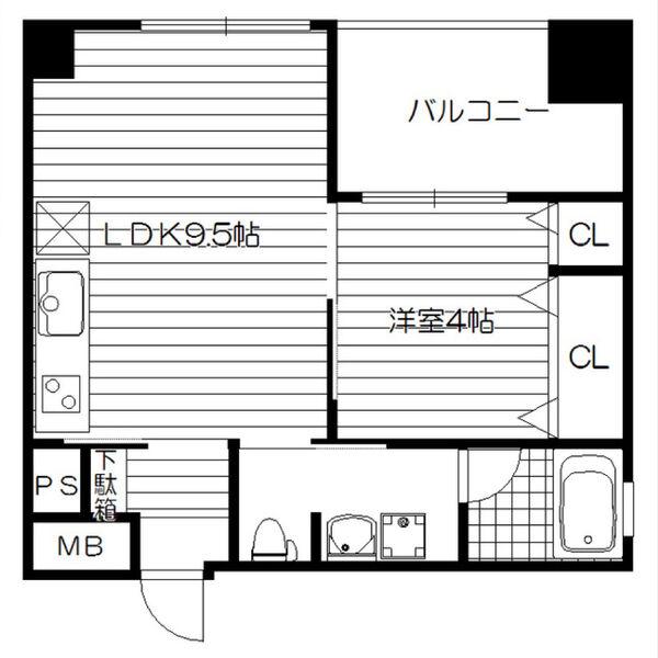 GLUCK芥川(1LDK/6階)の間取り写真