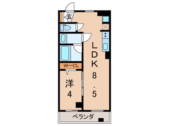 コスモリード大岡山(1DK/8階)の間取り写真