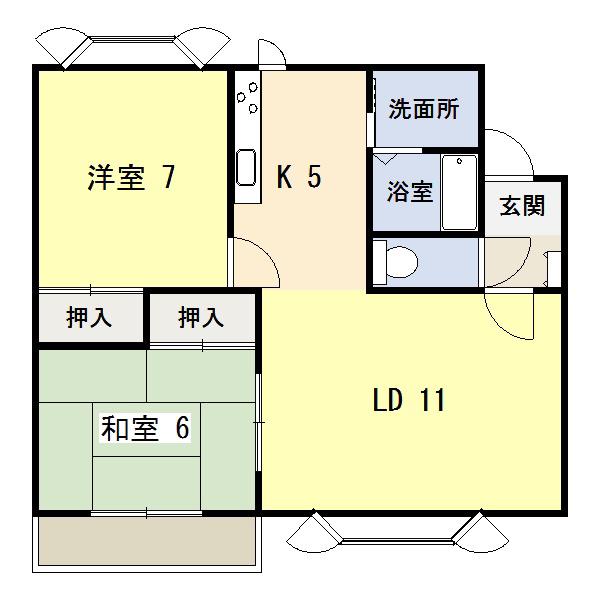 パークアヴェニューII(2LDK/2階)の間取り写真