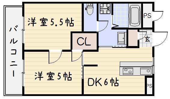 クローバージャパンビル(2DK/5階)の間取り写真