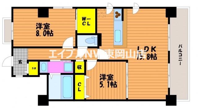 リッチ・クレールマンション(2LDK/6階)の間取り写真