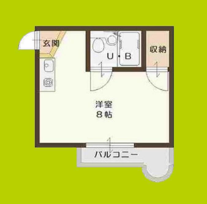 キングスアベニュー流町B棟(ワンルーム/2階)の間取り写真