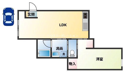 FLATS西立花(1LDK/1階)の間取り写真