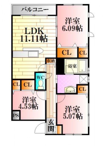 ビータス千代田II(2SLDK/3階)の間取り写真