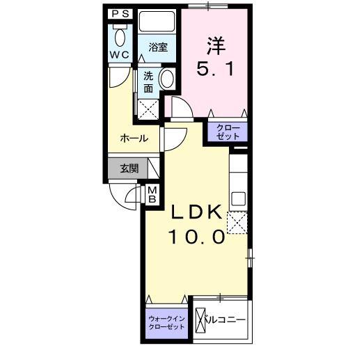 アイリー(1LDK/1階)の間取り写真