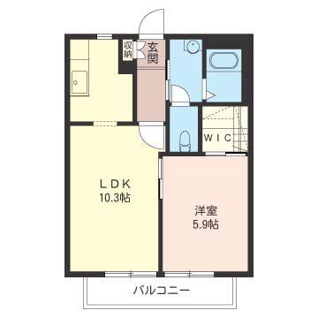 シャンブルI番館(1LDK/2階)の間取り写真