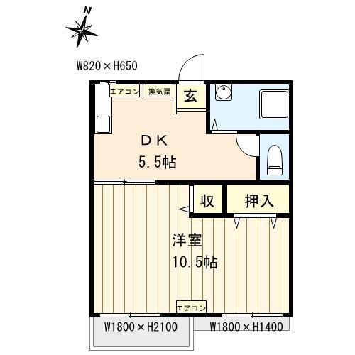 堀川ハイツ(1DK/2階)の間取り写真