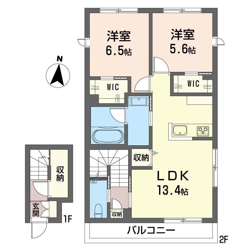 ケーズハウス(2LDK/2階)の間取り写真