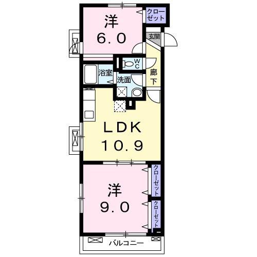 ポルト ボヌール(2LDK/4階)の間取り写真